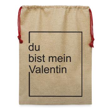 du bist mein valentin - neu - Jute Weihnachtssack  - Beige - Vorne