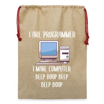 I Are Programmer Programming - Jute Weihnachtssack  - Beige - Vorne