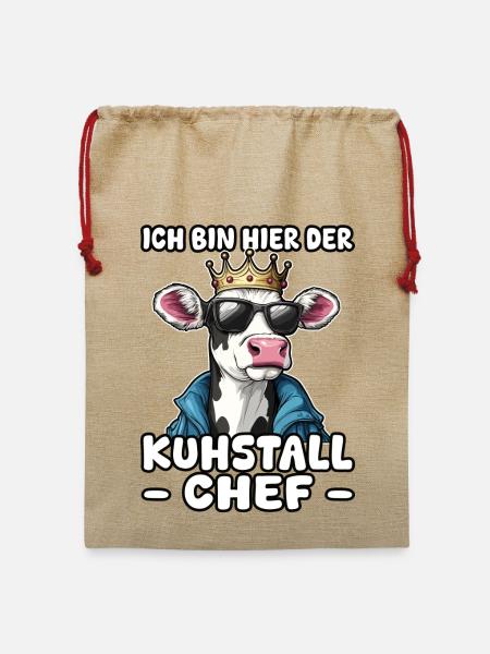 Kuhstall Chef | Kühe | Führungskraft Landwirt - Jute Weihnachtssack - Beige