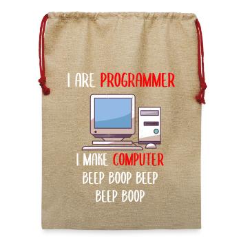 I Are Programmer Funny Computer Programming - Jute Weihnachtssack  - Beige - Vorne