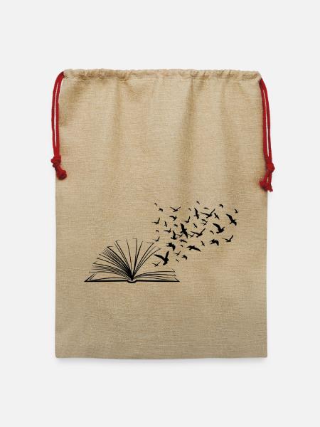 Flying pages - Jute Weihnachtssack  - Beige