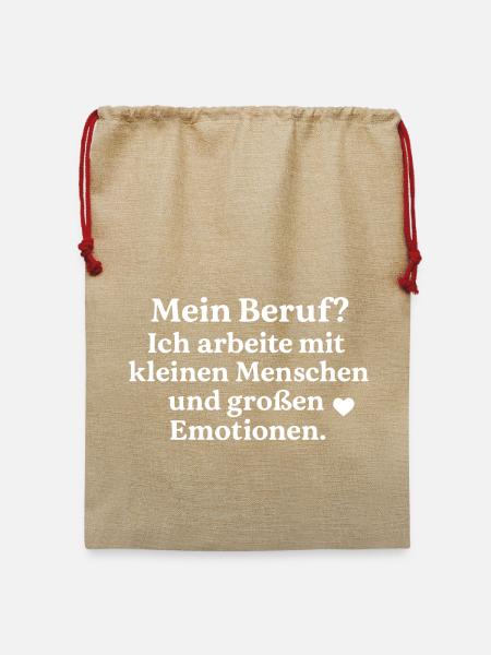 Kleine Menschen - Große Emotionen (weiß) - Jute Weihnachtssack - Beige