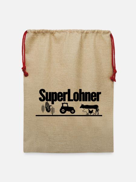 SuperLohner Landwirtschaft - Jute Weihnachtssack - Beige