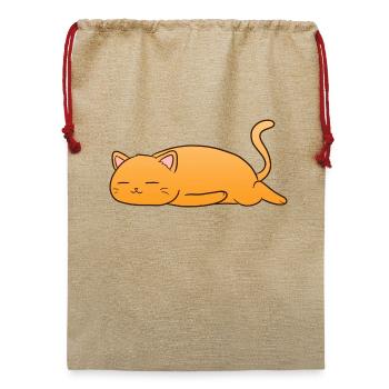 Sleeping Cat - Jute Weihnachtssack  - Beige - Vorne