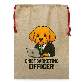 Chief Barketing Officer – Business Maltipoo - Jute Weihnachtssack  - Beige - Vorne