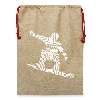 Snowboarder Fingerabdruck Herren Snowboard - Jute Weihnachtssack  - Beige - Vorne