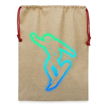 Snowboarder Snowboarden Herren Jungen Snowboard - Jute Weihnachtssack  - Beige - Vorne