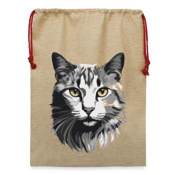 Gatito. - Jute Weihnachtssack  - Beige - Vorne