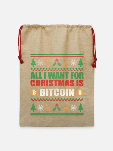 Christmas BTC Investor Bitcoin - Jute Weihnachtssack - Beige