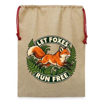 Lasst Füchse frei laufen – Schutz der Wildtiere - Jute Weihnachtssack  - Beige - Vorne