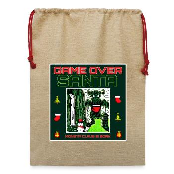 Game Over Santa Monster Claus erscheint nächstes Jahr - Jute Weihnachtssack  - Beige - Vorne