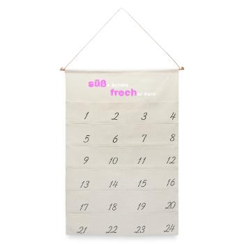 süß und frech frech süß - Leinen Adventskalender  - Naturweiß - Vorne