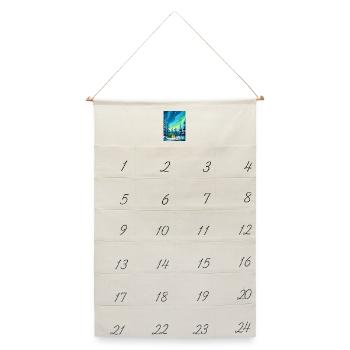 Lappland Nordlichter Insel Finnland Souvenir - Leinen Adventskalender  - Naturweiß - Vorne