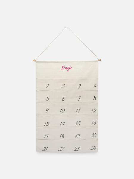 Ich bin Single - Leinen Adventskalender - Naturweiß