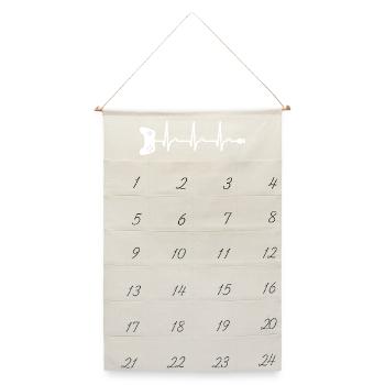 EKG - Herzkurve - Puls - Gamer - Controller - Leinen Adventskalender  - Naturweiß - Vorne