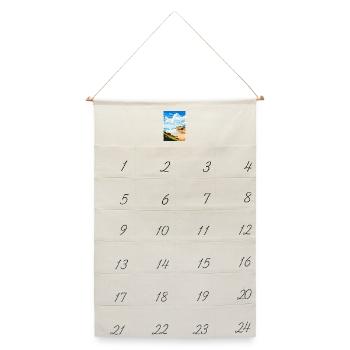 Polzeath Cornwall Vintage Reiseposter Souvenir - Leinen Adventskalender  - Naturweiß - Vorne