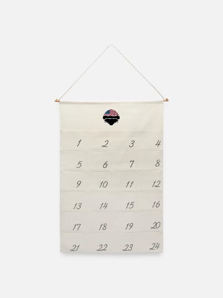 Washington Dc Washington USA Flagge Skyline Silhouet - Leinen Adventskalender - Naturweiß