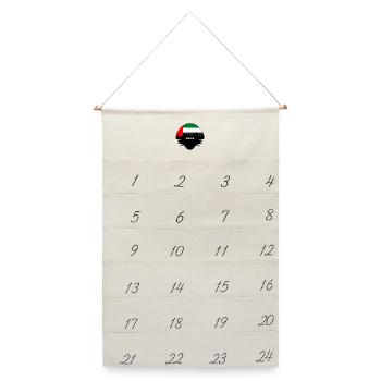 Dubai VAE Flagge Skyline Silhouette Reisen - Leinen Adventskalender  - Naturweiß - Vorne