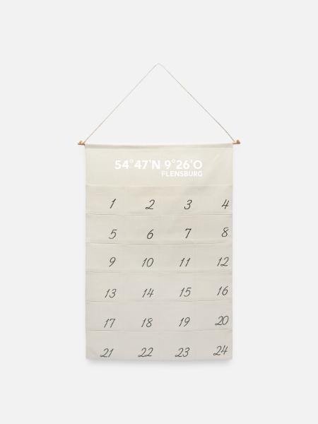 Flensburg Koordinaten Souvenir - Leinen Adventskalender  - Naturweiß