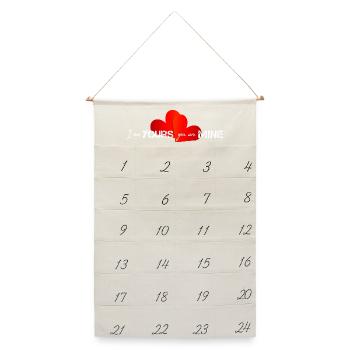 Valentine Happy Valentine - Leinen Adventskalender  - Naturweiß - Vorne
