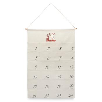 Niedlich, aber durchgeknallt – Wütender Hase - Leinen Adventskalender  - Naturweiß - Vorne