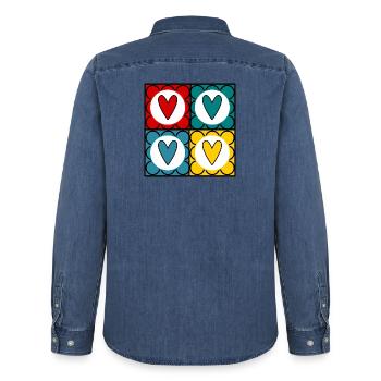 HEILIGER VALENTINSTAG. ICH LIEBE DICH. ICH LIEBE DICH. LIEBE. LIEBE - Männer Jeanshemd Organic von Stanley/Stella - verwaschenes Mittelblau  - Hinten - AI Model Male 185 light (185cm)