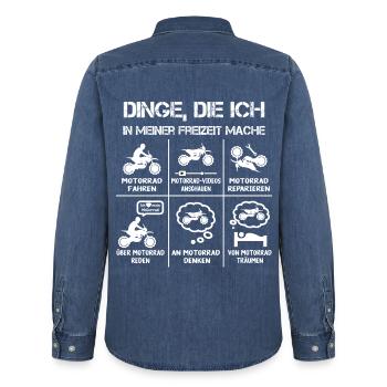 Freizeit - Motorradfahrer - Biker - Männer Jeanshemd Organic von Stanley/Stella - verwaschenes Mittelblau  - Hinten - AI Model Male 185 light (185cm)