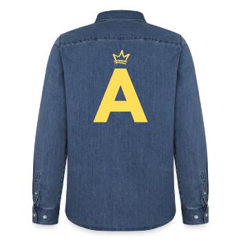 A comme Alvin - Chemise en denim homme bio Stanley/Stella - bleu moyen délavé  - Dos - AI Model Male 185 light (185cm)