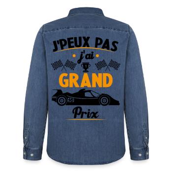 Je peux pas j'ai Grand Prix - Chemise en denim homme bio Stanley/Stella - bleu moyen délavé  - Dos - AI Model Male 185 light (185cm)