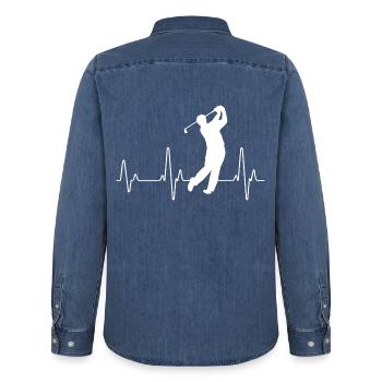 Le golf - Chemise en denim homme bio Stanley/Stella - bleu moyen délavé  - Dos - AI Model Male 185 light (185cm)