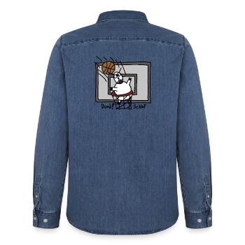 Dunk ScHoF - Men’s Organic Denim Shirt by Stanley/Stella - mid washy  - Back - AI Model Male 185 light (185cm)