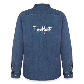 Frankfurt - Männer Jeanshemd Organic von Stanley/Stella - verwaschenes Mittelblau  - Hinten - AI Model Male 185 light (185cm)