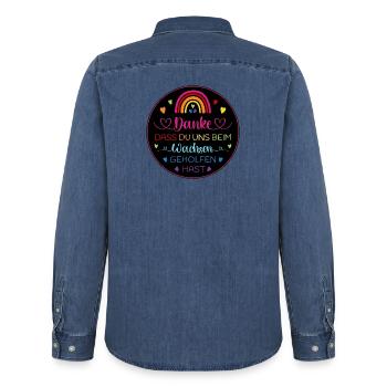 Danke dass Du uns beim Wachsen geholfen hast - Männer Jeanshemd Organic von Stanley/Stella - verwaschenes Mittelblau  - Hinten - AI Model Male 185 light (185cm)