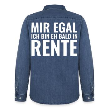 Mir egal ich bin eh bald in Rente - Männer Jeanshemd Organic von Stanley/Stella - verwaschenes Mittelblau  - Hinten - AI Model Male 185 light (185cm)