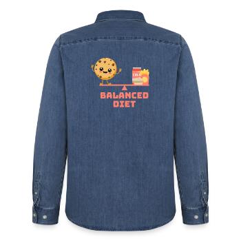 balanced cookie fastfood Diet - Männer Jeanshemd Organic von Stanley/Stella - verwaschenes Mittelblau  - Hinten - AI Model Male 185 light (185cm)