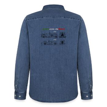 in Italien produzierter Oldtimer - Männer Jeanshemd Organic von Stanley/Stella - verwaschenes Mittelblau  - Hinten - AI Model Male 185 light (185cm)
