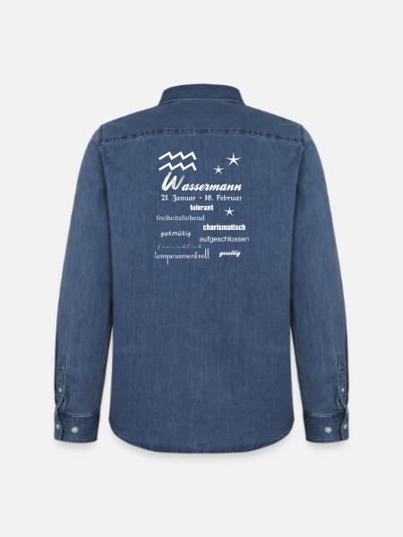 Wassermann Sternzeichen - Männer Jeanshemd Organic von Stanley/Stella - verwaschenes Mittelblau
