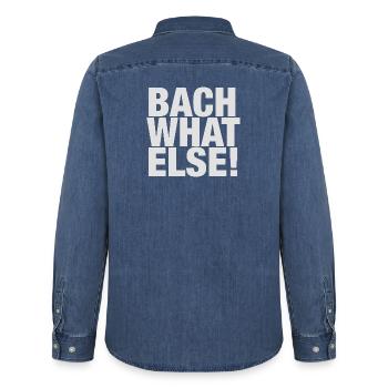 T-shirt de Johann Sebastian Bach - Chemise en denim homme bio Stanley/Stella - bleu moyen délavé  - Dos - AI Model Male 185 light (185cm)