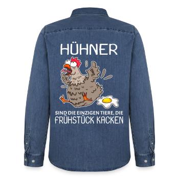 Landwirt Landwirte Huhn Hühner Spruch - Männer Jeanshemd Organic von Stanley/Stella - verwaschenes Mittelblau  - Hinten - AI Model Male 185 light (185cm)