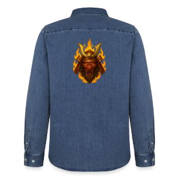 EMBER RONIN - Männer Jeanshemd Organic von Stanley/Stella - verwaschenes Mittelblau  - Hinten - AI Model Male 185 light (185cm)