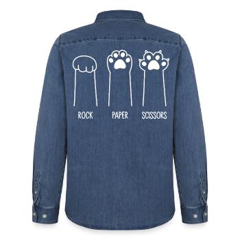 Roche Papier Ciseaux - Chemise en denim homme bio Stanley/Stella - bleu moyen délavé  - Dos - AI Model Male 185 light (185cm)
