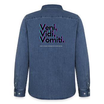 Veni Vidi Vomiti Neon - Chemise en denim homme bio Stanley/Stella - bleu moyen délavé  - Dos - AI Model Male 185 light (185cm)