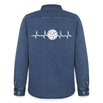 Herzschlag volleyball - Männer Jeanshemd Organic von Stanley/Stella - verwaschenes Mittelblau  - Hinten - AI Model Male 185 light (185cm)
