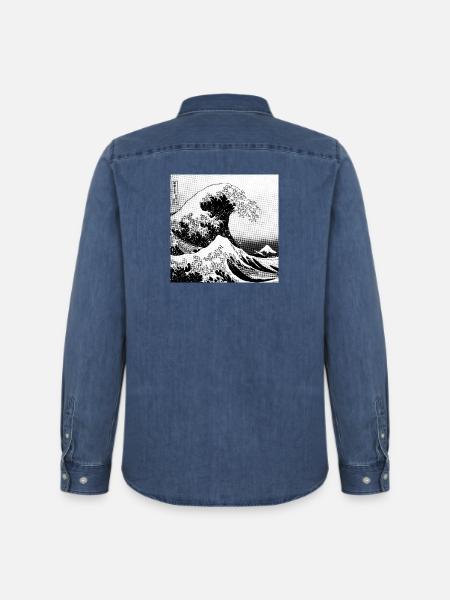 Japanese wave Kanagawa Style bd - Men’s Organic Denim Shirt by Stanley/Stella - mid washy
