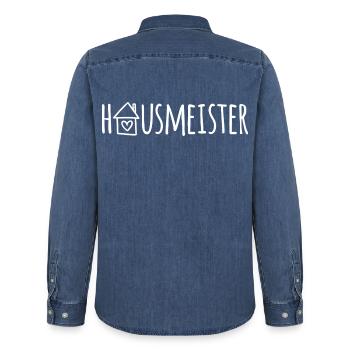 Hausmeister - Männer Jeanshemd Organic von Stanley/Stella - verwaschenes Mittelblau  - Hinten - AI Model Male 185 light (185cm)