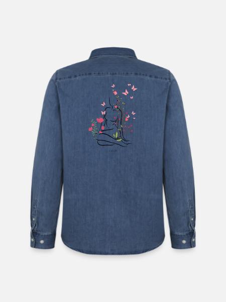 Skin-flowered - Men’s Organic Denim Shirt by Stanley/Stella - mid washy 