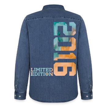10. GEBURTSTAG LIMITED EDITION 2016 - Männer Jeanshemd Organic von Stanley/Stella - verwaschenes Mittelblau  - Hinten - AI Model Male 185 light (185cm)