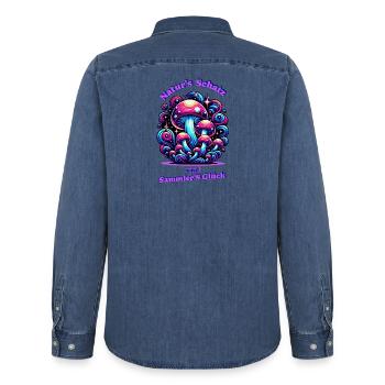 Magisches Pilzwunder - Männer Jeanshemd Organic von Stanley/Stella - verwaschenes Mittelblau  - Hinten - AI Model Male 185 light (185cm)