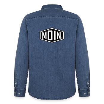 Moin - Männer Jeanshemd Organic von Stanley/Stella - verwaschenes Mittelblau  - Hinten - AI Model Male 185 light (185cm)
