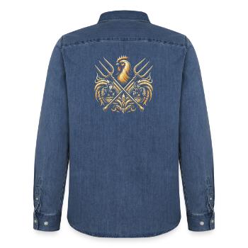Logo de l’agriculteur - Chemise en denim homme bio Stanley/Stella - bleu moyen délavé  - Dos - AI Model Male 185 light (185cm)